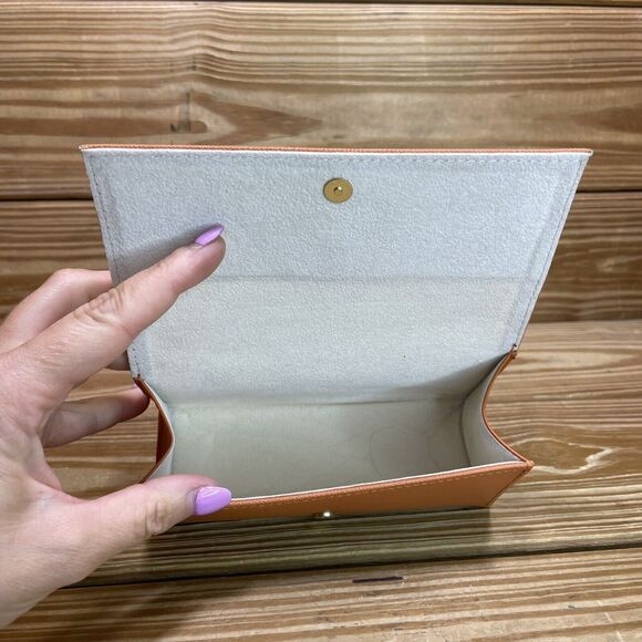 Tory Burch Sunglasses Case Orange Leather Magnetic Eyeglasses Case - Picture 7 of 10